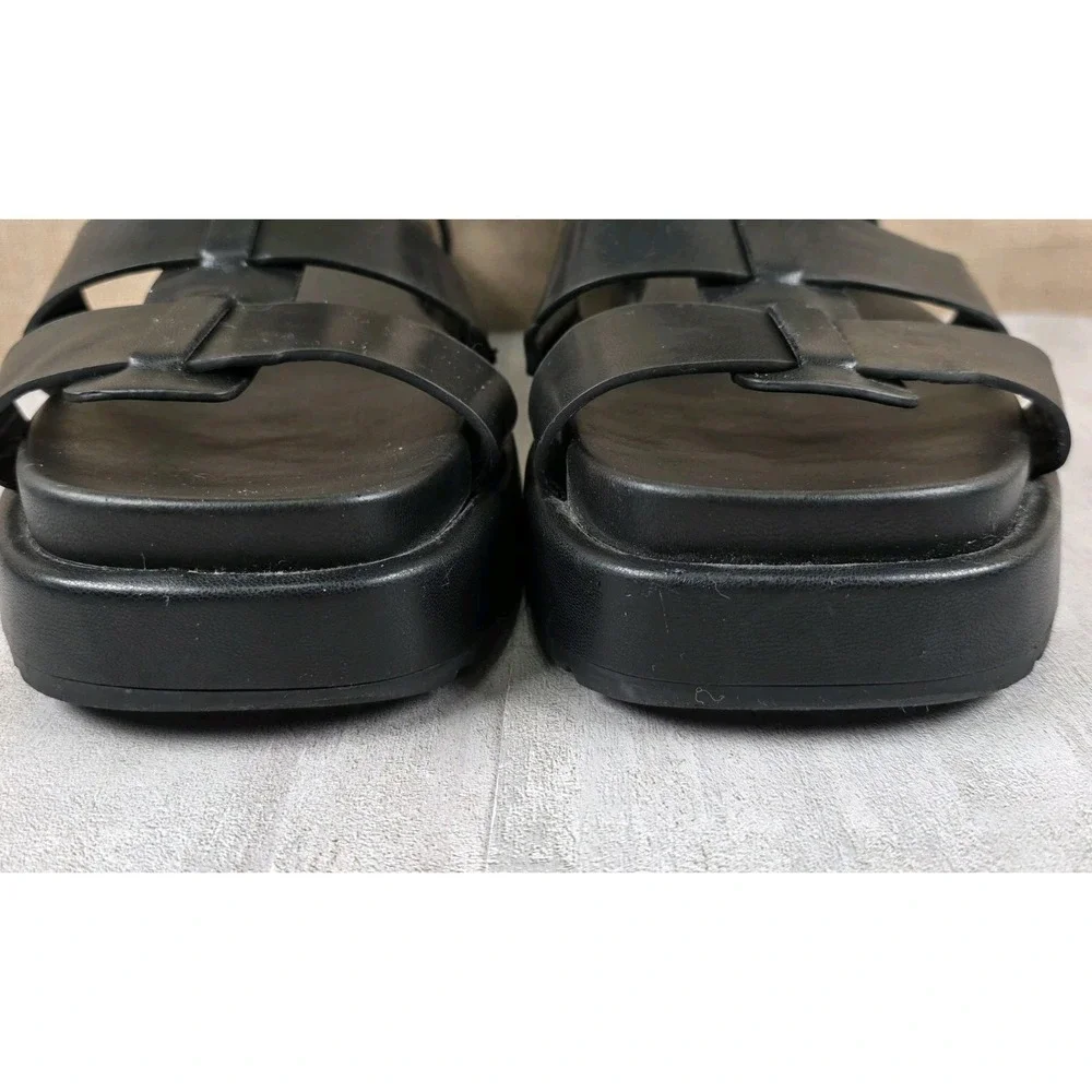 Torrid Women's Black Chunky Wedge Heel Gladiator‎ Sandals Grunge Goth Sz 10.5WW